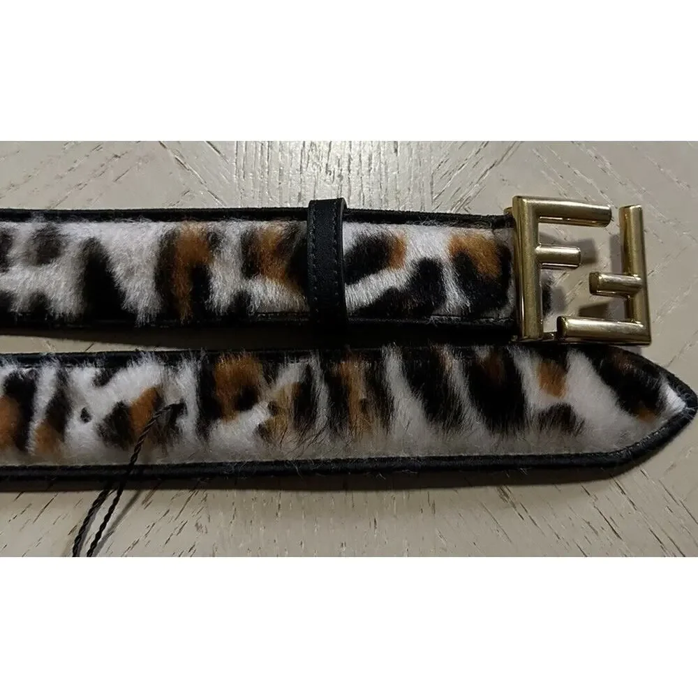 Fendi Women's FF Logo Leather Belt Black/Brown/White 36/90 8C0649 Italy NWT $750